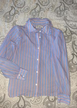 Блуза, рубашка в полоску с большим воротником 11-12 лет 152