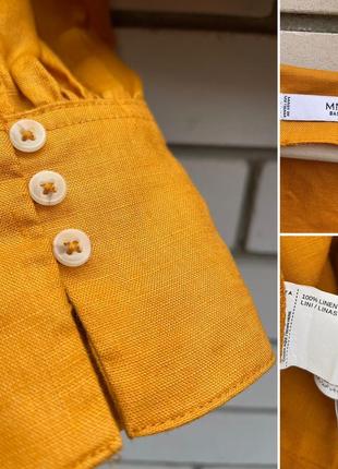Лляна оранжева блуза на запах mango10 фото