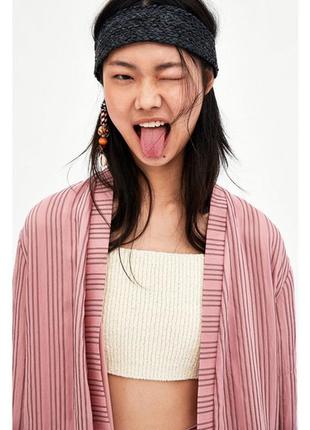 Zara открытый плавный блейзер пиджак в полоску6 фото