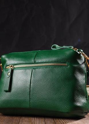 Молодіжна сумка через плече з натуральної шкіри 22097 vintage зелена9 фото