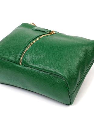 Молодіжна сумка через плече з натуральної шкіри 22097 vintage зелена4 фото