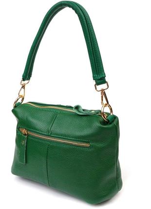 Молодіжна сумка через плече з натуральної шкіри 22097 vintage зелена2 фото