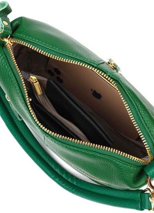 Молодіжна сумка через плече з натуральної шкіри 22097 vintage зелена6 фото