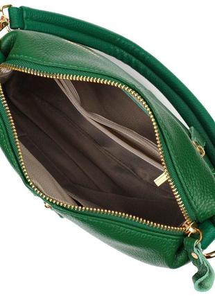 Молодіжна сумка через плече з натуральної шкіри 22097 vintage зелена5 фото