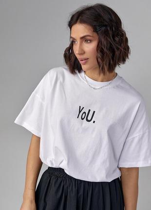 Женская футболка oversize с надписью you5 фото