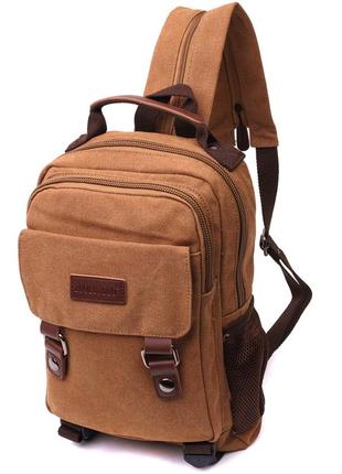 Удобный текстильный рюкзак с уплотненной спинкой и отделением для планшета vintage 22167 коричневый
