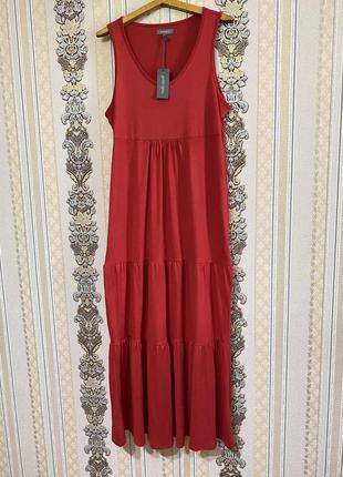 Стильна довга червона сукня, легке плаття сарафан