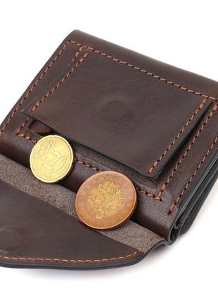 Зручний чоловічий гаманець у три складання grande pelle 16787 темно-коричневий5 фото
