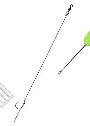 Комплект коропових повідків fishing roi з голкою і стопорами hook №4 25lb