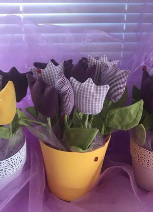 Квіти тюльпани з тканини3 фото