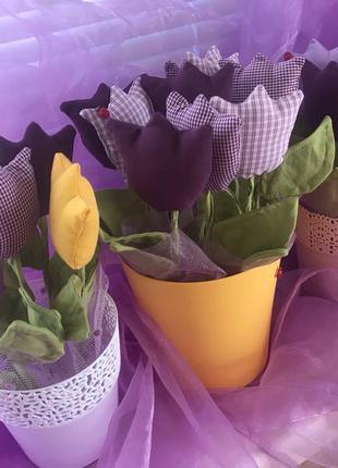 Квіти тюльпани з тканини4 фото