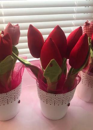 Квіти тюльпани з тканини7 фото