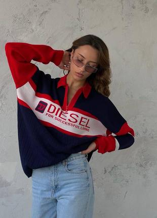 Накладний платіж ❤ турецький оверсайз светр поло з лого в стилі diesel1 фото