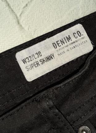 🌿1+1=3 фирменные зауженные черные мужские джинсы denim co, размер 44 - 467 фото