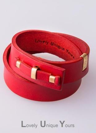 Шкіряний браслет luy n. 1 два обороту (червоний). браслет з натуральної шкіри1 фото