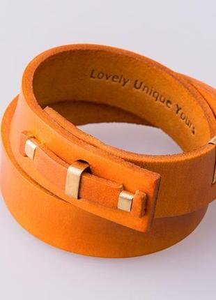 Кожаный браслет luy n. 1 два оборота (оранжевый). браслет из натуральной кожи