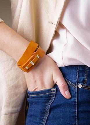 Кожаный браслет luy n. 1 два оборота (желтый). браслет из натуральной кожи