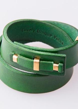 Кожаный браслет luy n.1 два оборота (зеленый). браслет из натуральной кожи