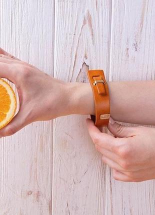 Кожаный браслет luy n.2 один оборот (оранжевый)6 фото