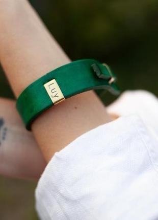 Кожаный браслет luy n.2 один оборот (зеленый)6 фото