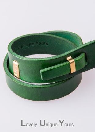 Кожаный браслет luy n.2 два оборота (зеленый). браслет из натуральной кожи