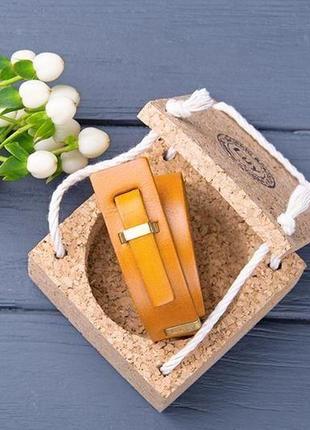 Шкіряний браслет luy n. 2 два обороту (жовтий). браслет з натуральної шкіри