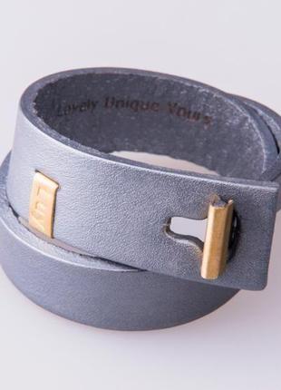 Кожаный браслет luy n.3 два оборота (серебро). браслет из натуральной кожи1 фото