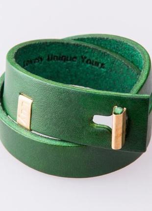 Шкіряний браслет luy n. 3 два обороту (зелений). браслет з натуральної шкіри2 фото