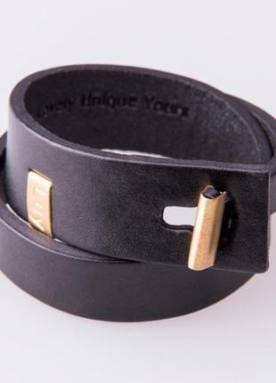 Шкіряний браслет luy n. 3 два обороту (чорний). браслет з натуральної шкіри