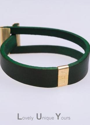 Кожаный браслет luy n.5 один оборот (зеленый)3 фото