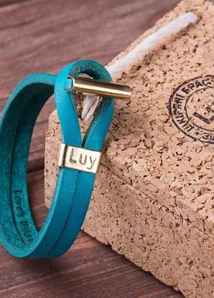 Кожаный браслет luy n.6 цвет бирюза. браслет из натуральной кожи