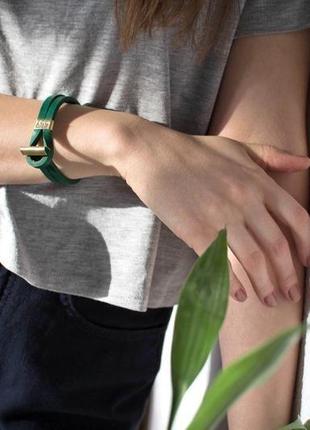 Кожаный браслет luy n.6 цвет зеленый. браслет из натуральной кожи4 фото