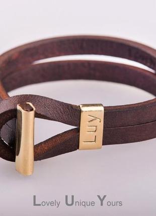 Кожаный браслет luy n.6 цвет коричневый. браслет из натуральной кожи2 фото