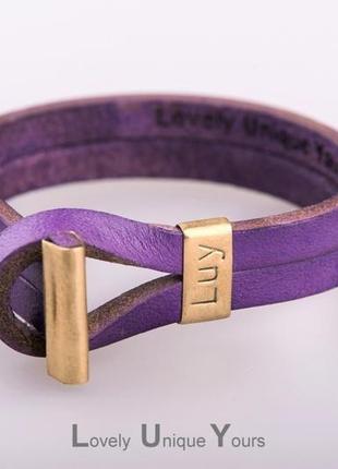 Шкіряний браслет luy n. 6 колір ультрафіолет. браслет з натуральної шкіри
