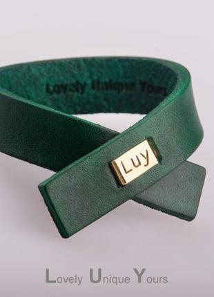 Шкіряний браслет luy n. 7 колір зелений. браслет з натуральної шкіри1 фото