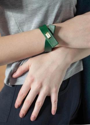 Кожаный браслет luy n.7 цвет зеленый. браслет из натуральной кожи2 фото