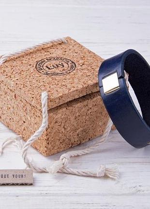 Мужской кожаный браслет luy n8 синий