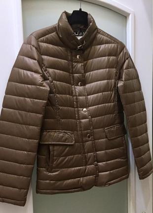 Легкий пуховик преміум бренду leonardo camel nude lightweight down jacket оригінал size s  90% down