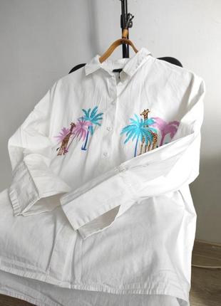 Белая рубашка белья оверсайз-оверсайз с вышивкой topshop2 фото