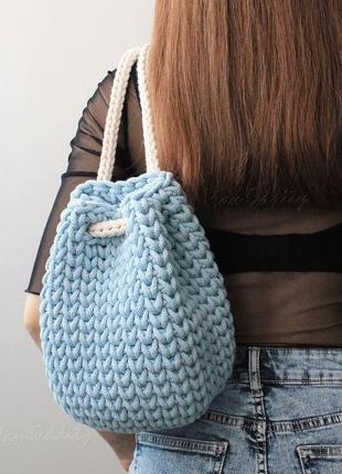 Маленький рюкзак в'язаний світло-блакитний «рюкзайчик» [на замовлення 14 днів]