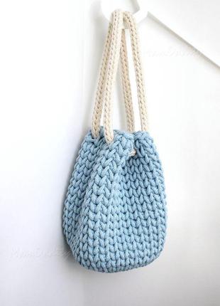 Маленький рюкзак вязаный светло-голубой «рюкзайчик» [под заказ 14 дней]6 фото