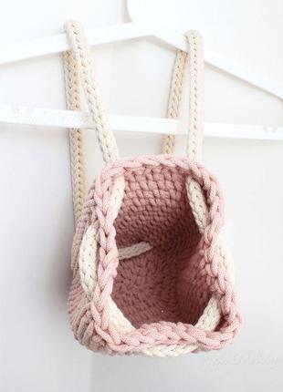 Маленький рюкзак вязаный нежно-розовый «рюкзайчик»8 фото
