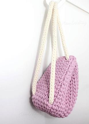 Маленький рюкзак в'язаний бузково-рожевий «рюкзайчик»5 фото
