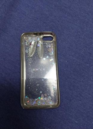 Чохол на мобільний для мобільного зайчик сріблястий з рідиною та блискітками 7 айфон 8 case for iphone новий5 фото