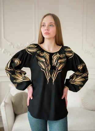 Вышиванка женская колёса вышитая рубашка с колотками вышиванка