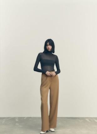 Zara карамельные широкие брюки3 фото
