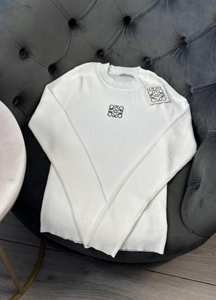 Брендовий лонг лонгслів в рубчик в стилі loewe