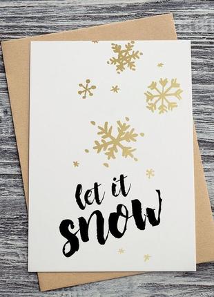 0495 новорічна листівка let it snow