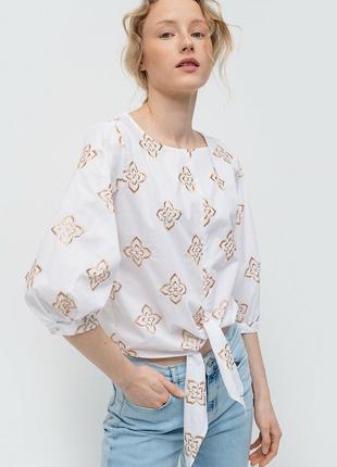 Хлопковая блуза emme marella с вышивкой поплин вышивка1 фото