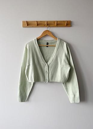Фісташковий вкорочений кардиган